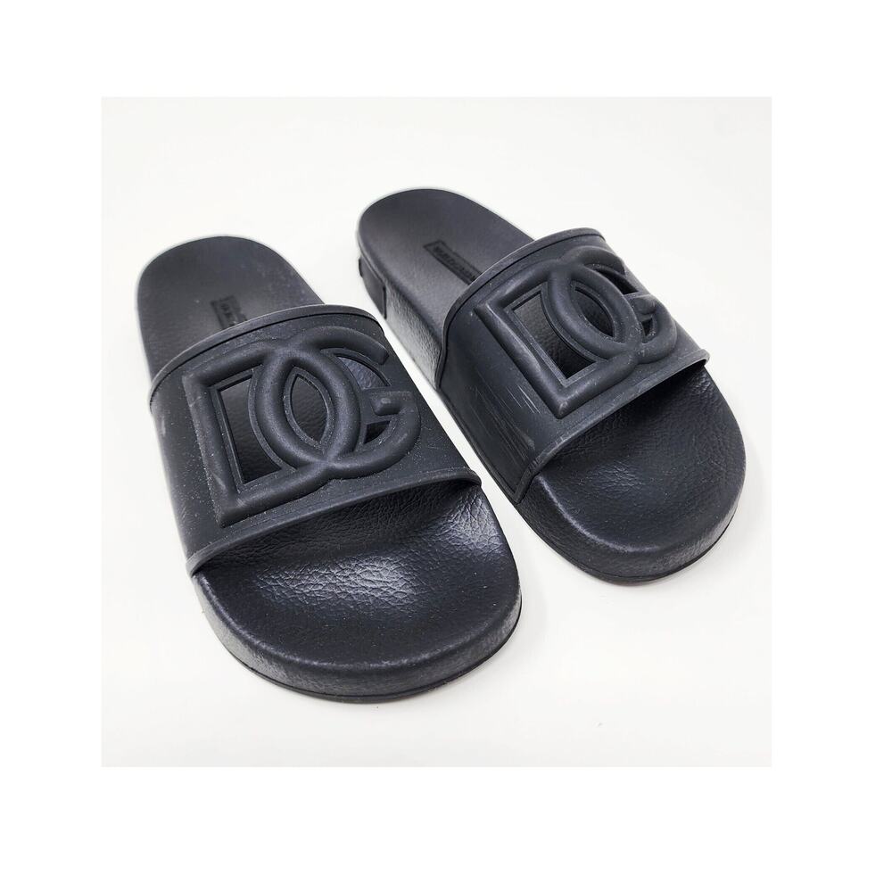 Dolce & Gabbana Black Logo Rubber Pool Slides Women EU35/US5 Cushion Sole